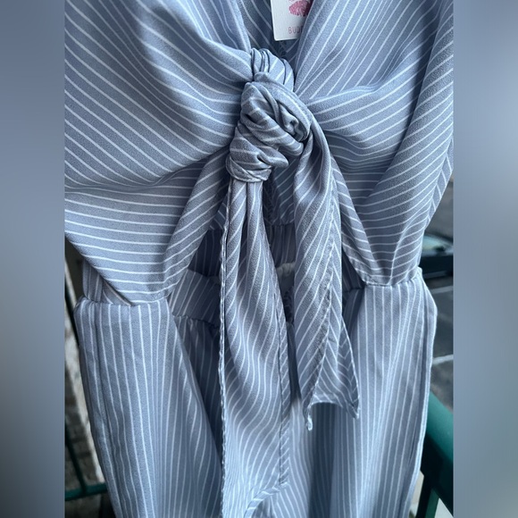🆕BuddyLove Ilene Striped Cropped Jumpsuit XS Blue White Summer Boho Resort Wear - Picture 8 of 16
